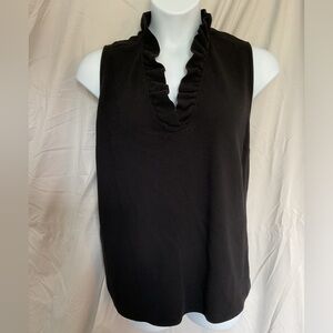 Crown & Ivy Ruffled Collar Top. Black. Size 4x.  Sleeveless